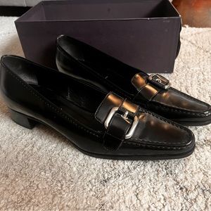 Prada Calzature Donna Black Leather Loafer